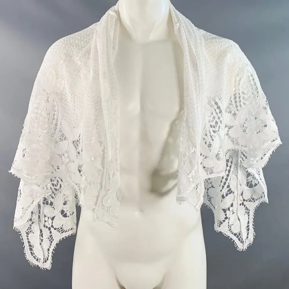 MIGUELINA White Crochet Cotton Scarf Shawl